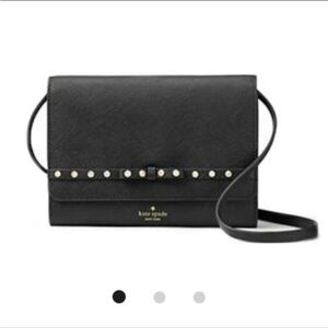 Kate Spade Laurel Way Rhinestone Ribbon Bow Crossbody Clutch Wallet Black